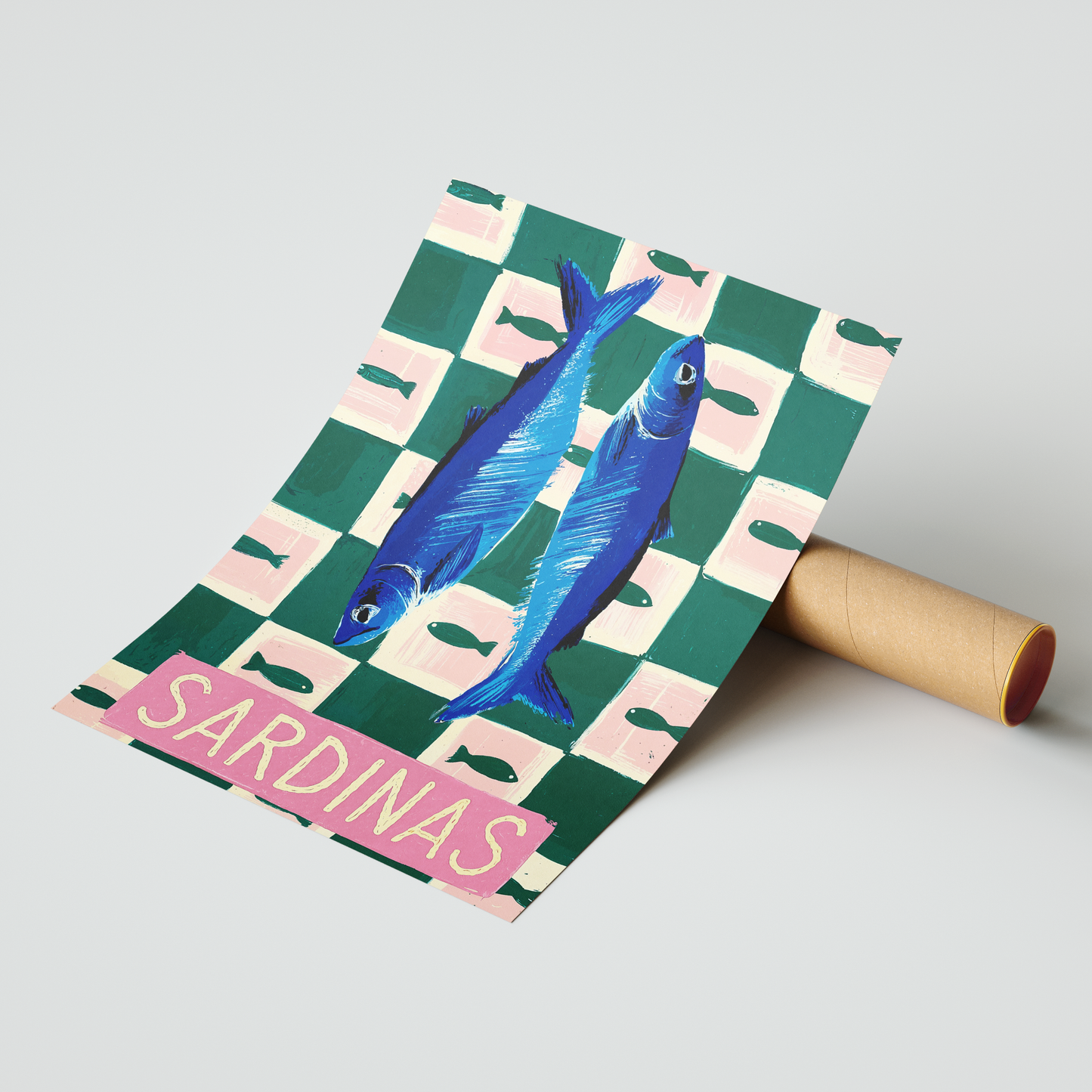 SARDINAS – Whimsical Blue Fish Pop Art Print