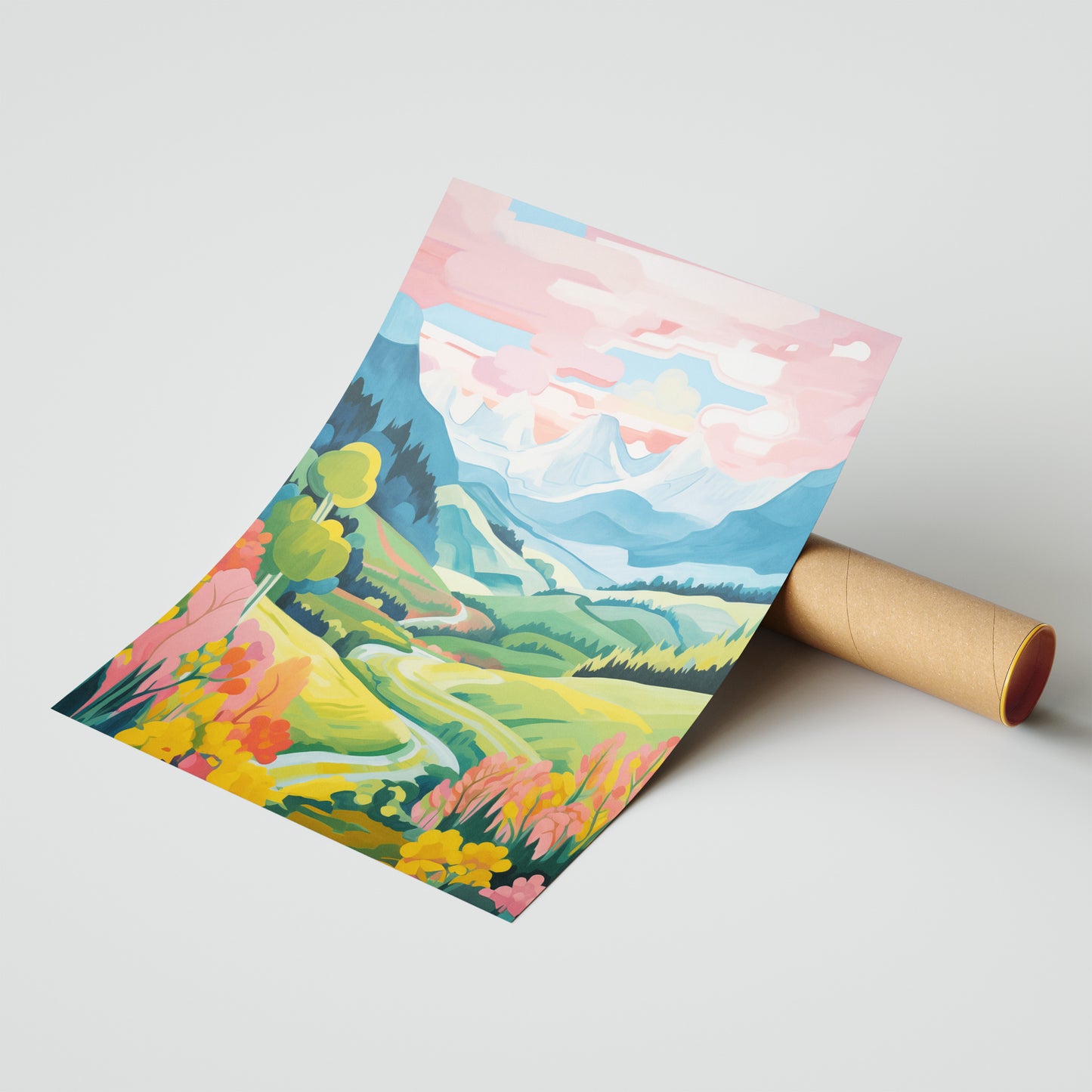 Painted Peaks – Vibrant Mountain Valley Landscape