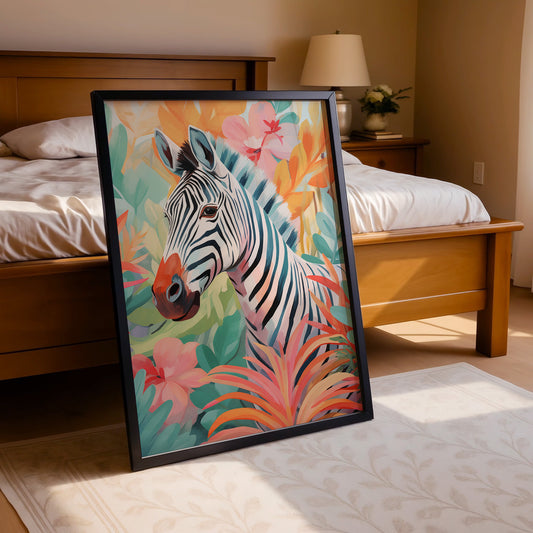Tropical Zebra – Vibrant Animal Art Print