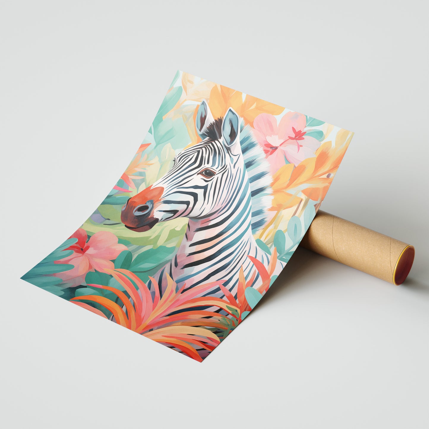 Tropical Zebra – Vibrant Animal Art Print