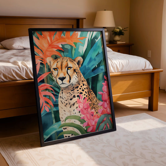Jungle Majesty – Regal Cheetah Botanical Poster