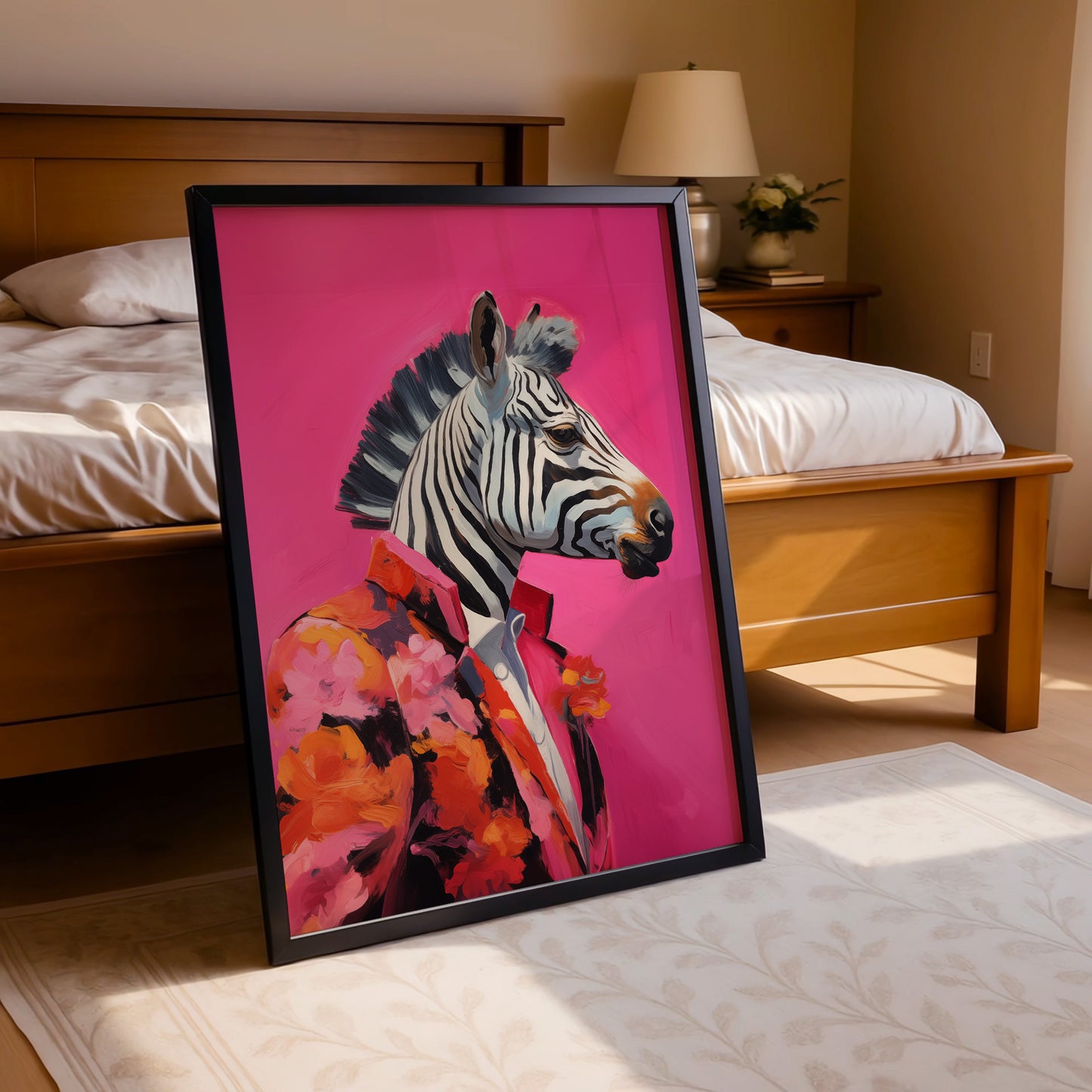 Zebra in Floral Suit – Pop Art Animal Poster