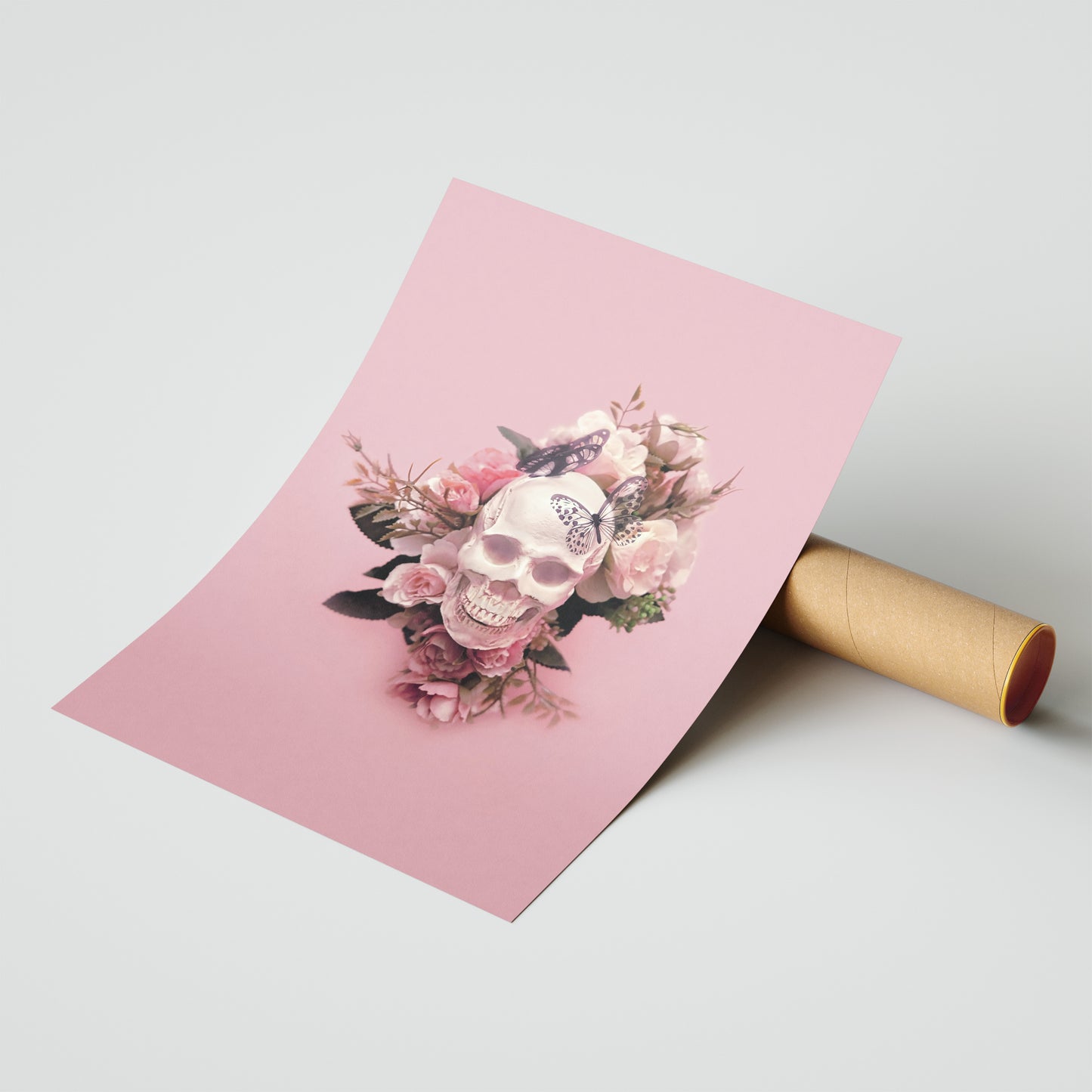 Eternal Elegance: Skull, Flowers & Butterflies Art Poster