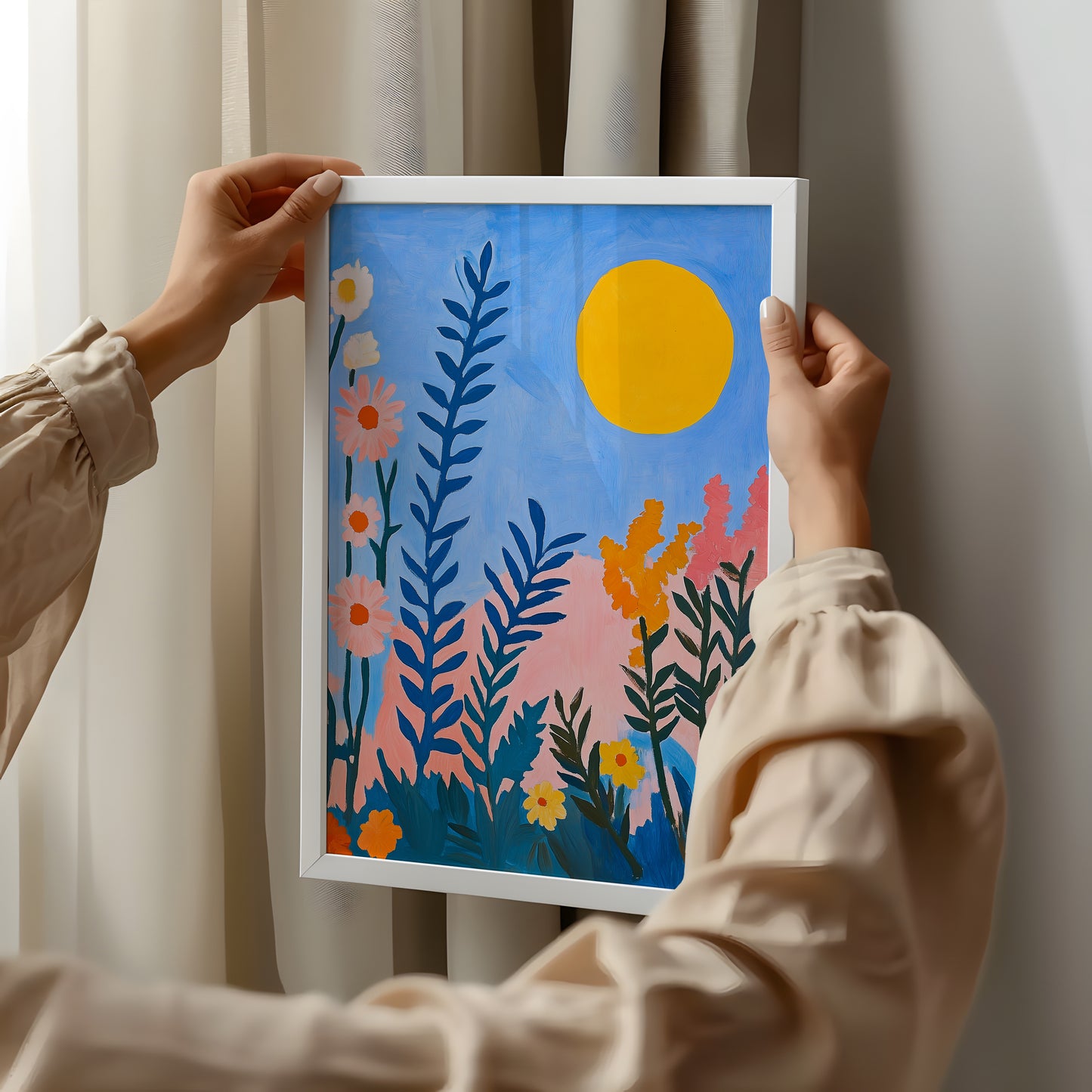 Sunset Meadow - Floral Silhouette