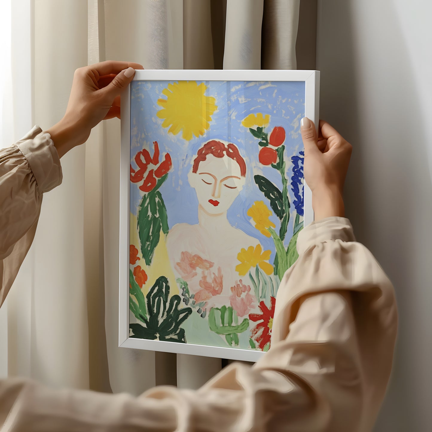 Sunlit Reverie - Post-Impressionist Figure in Bloom Poster