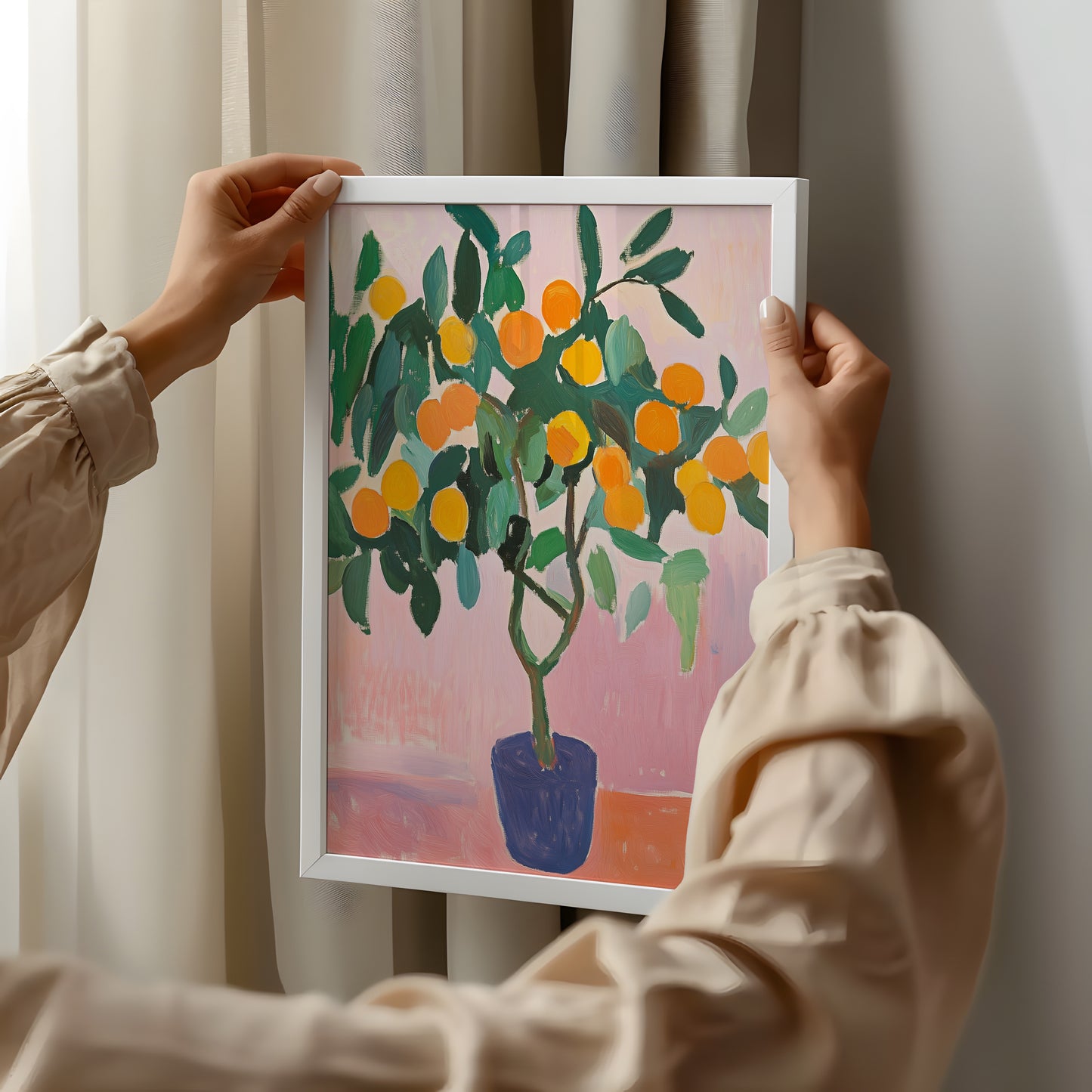 Orchard Glow - Citrus Tree Post-Impressionist Art Print
