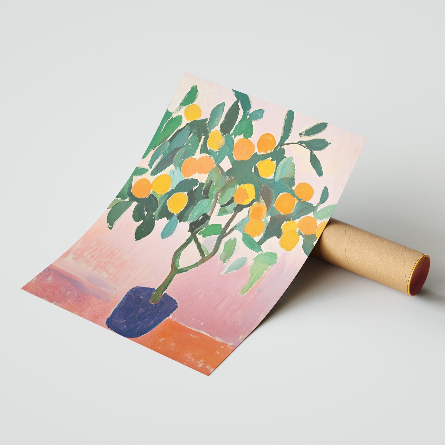 Orchard Glow - Citrus Tree Post-Impressionist Art Print