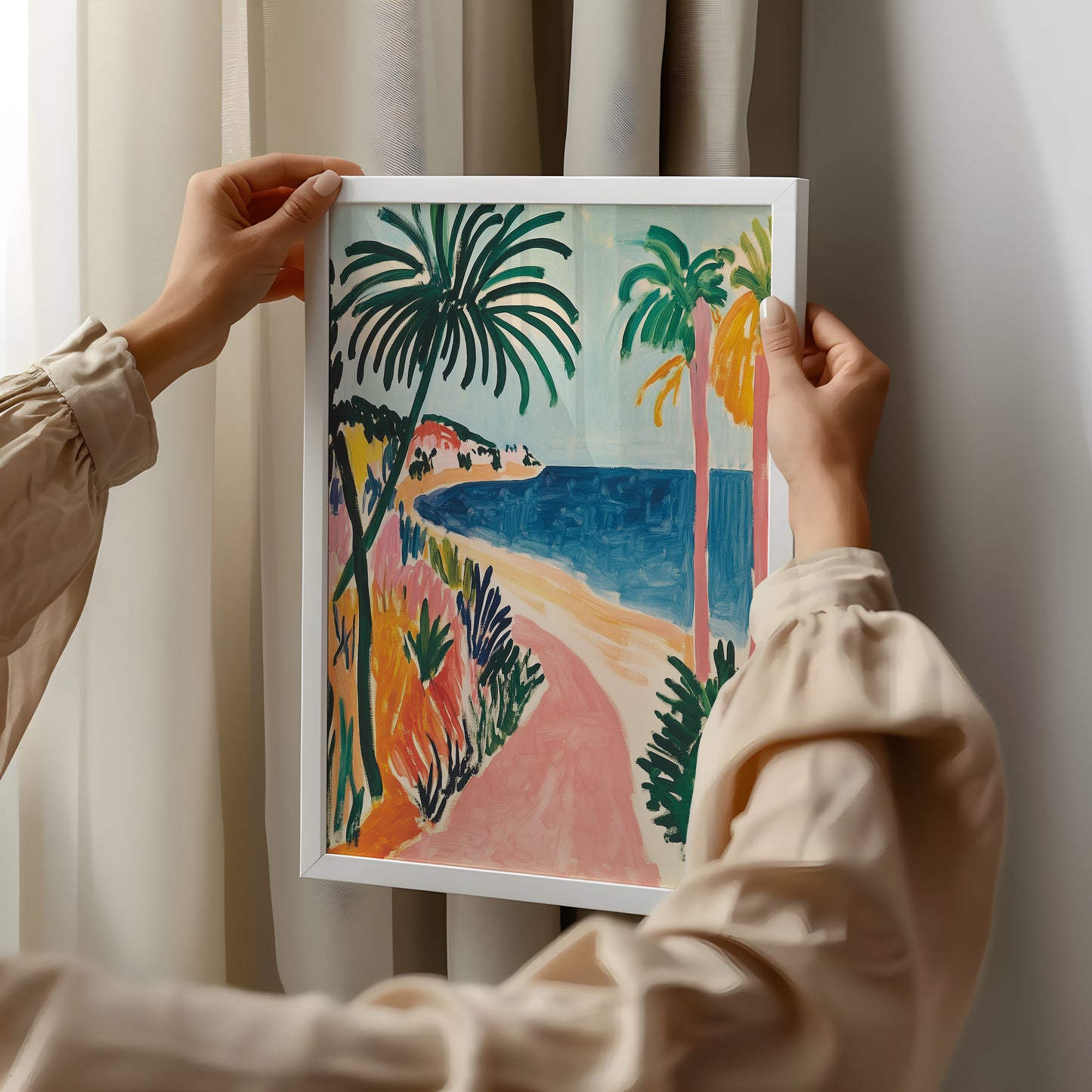 Riviera Pathway - Post-Impressionist Coastal Landscape Poster