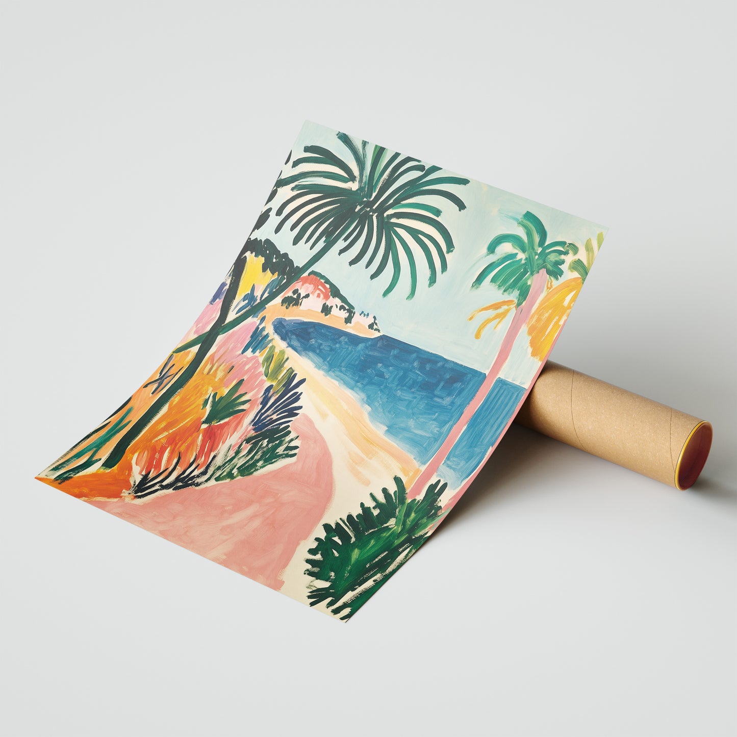 Riviera Pathway - Post-Impressionist Coastal Landscape Poster