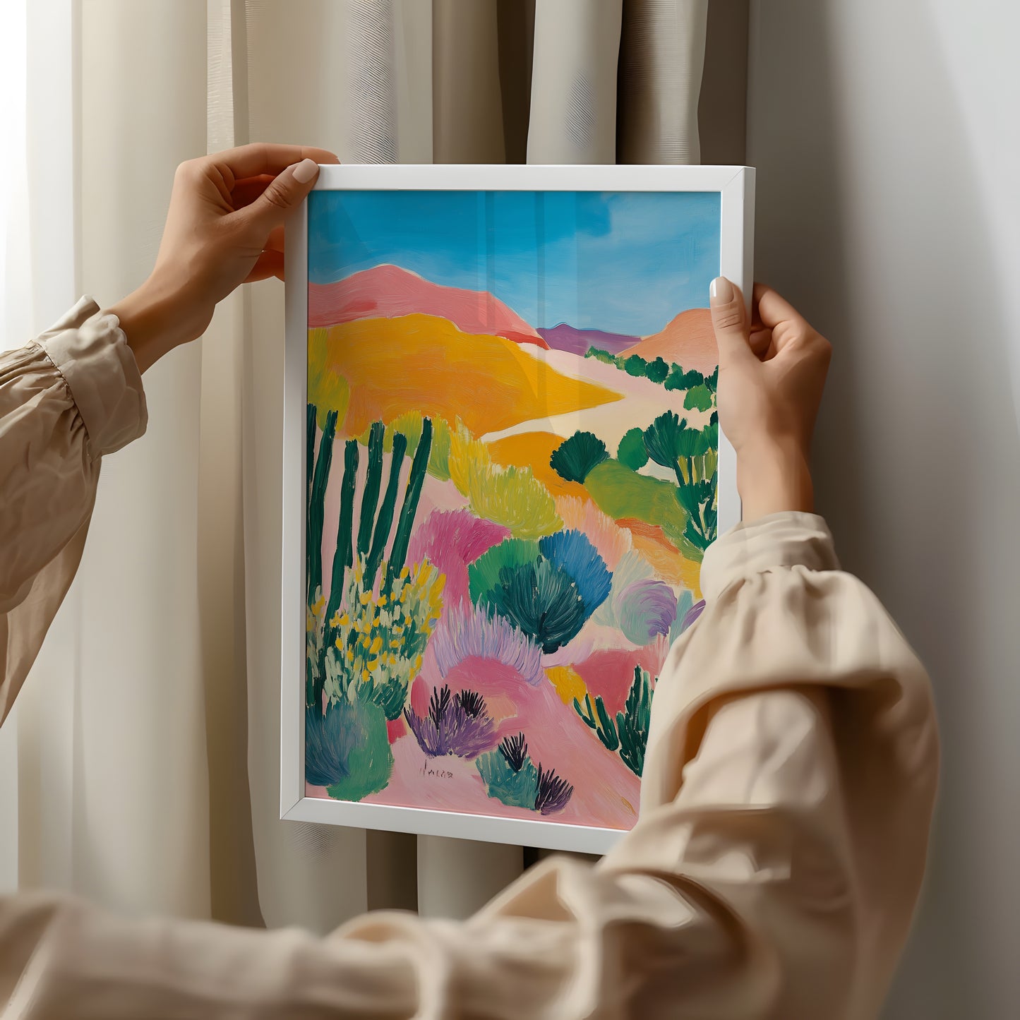 Desert in Bloom - Post-Impressionist Landscape Art Print