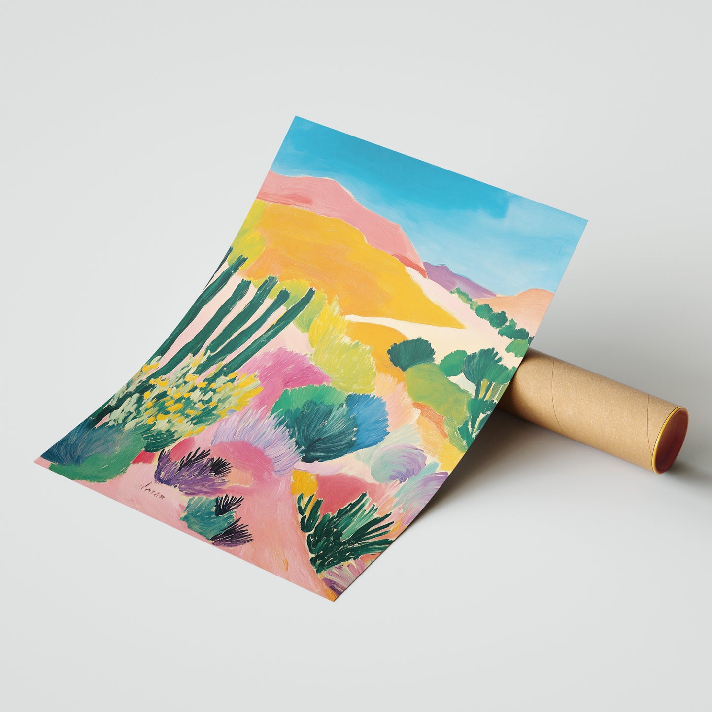 Desert in Bloom - Post-Impressionist Landscape Art Print