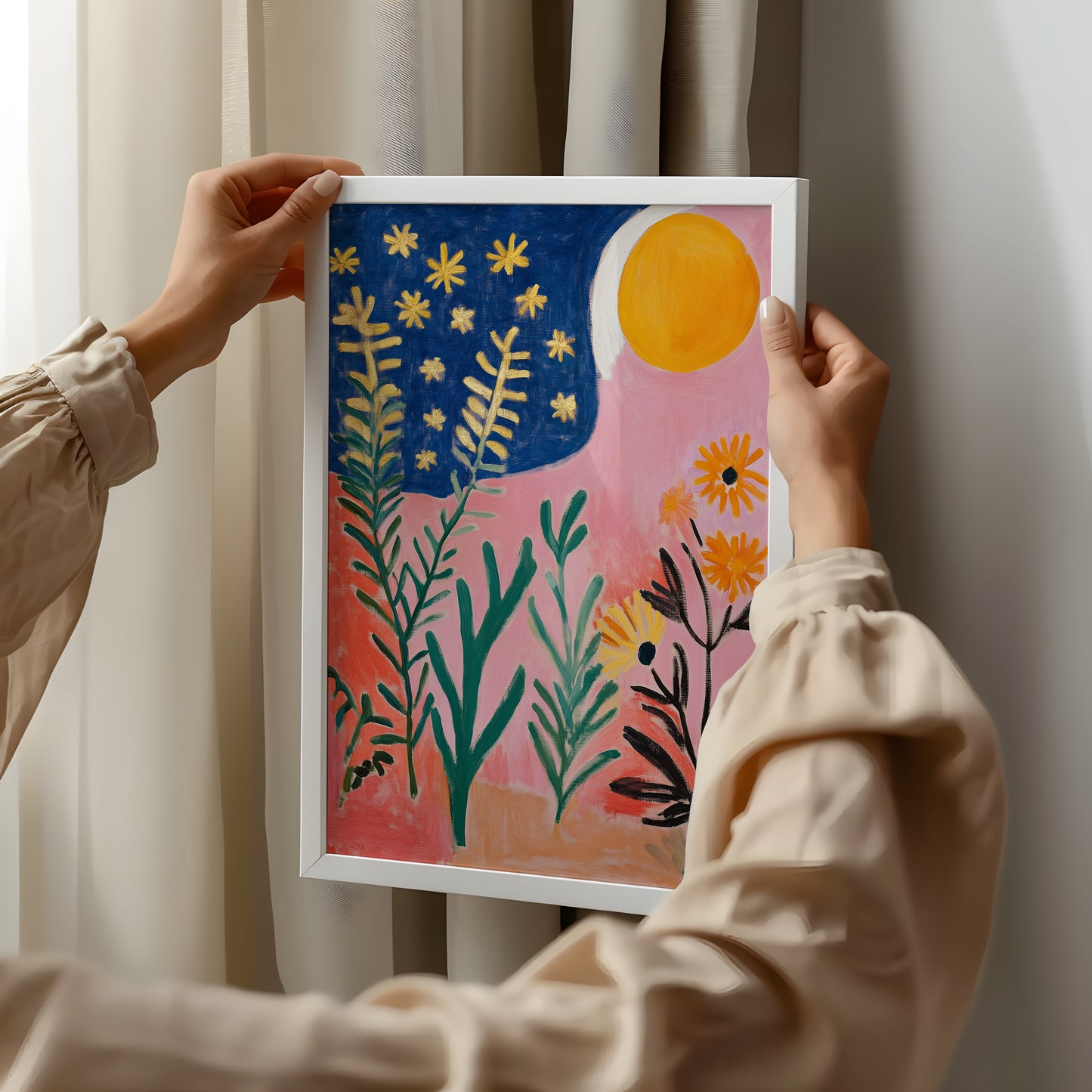 Day and Night Garden - Post-Impressionist Floral Poster