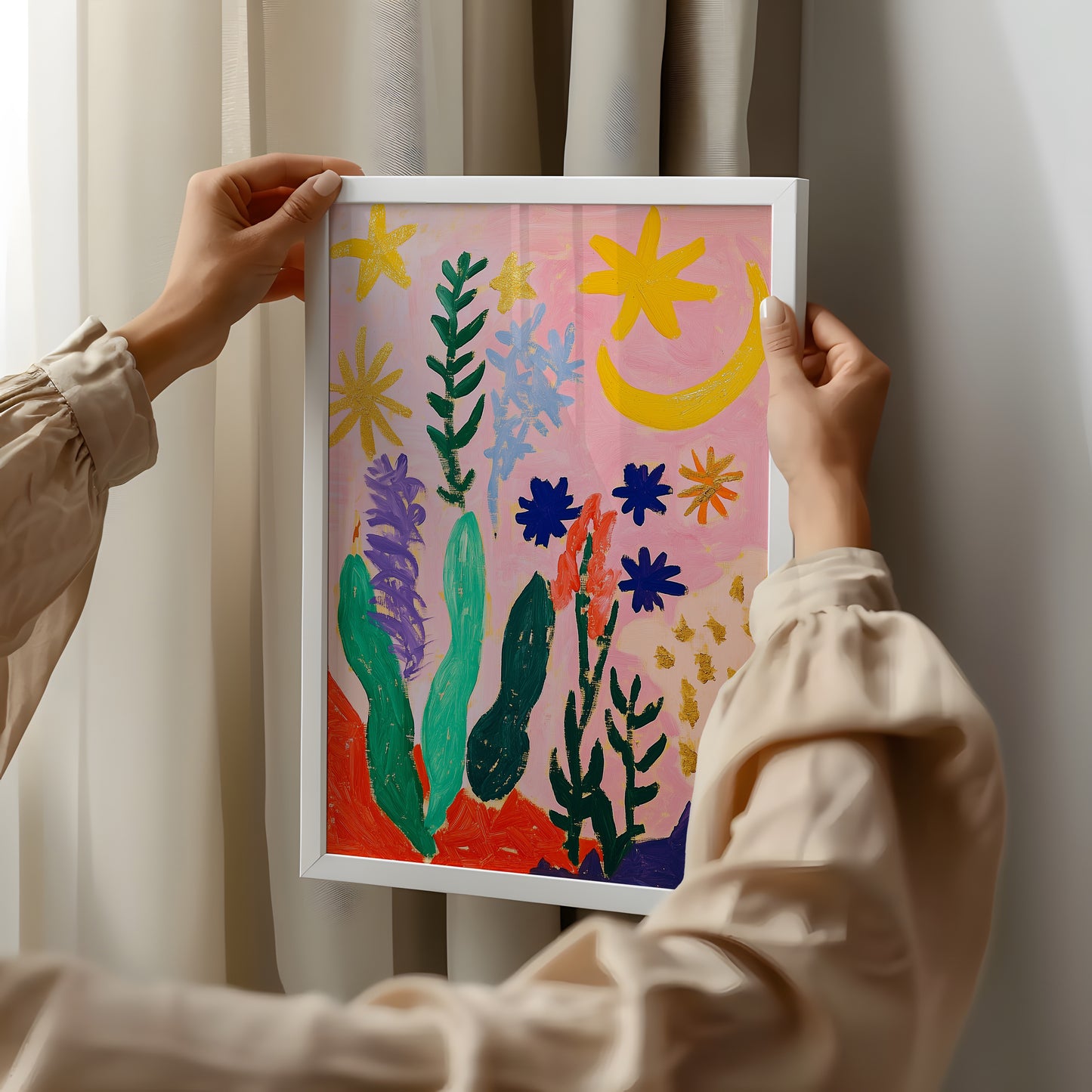 Celestial Garden - Whimsical Post-Impressionist Floral Print