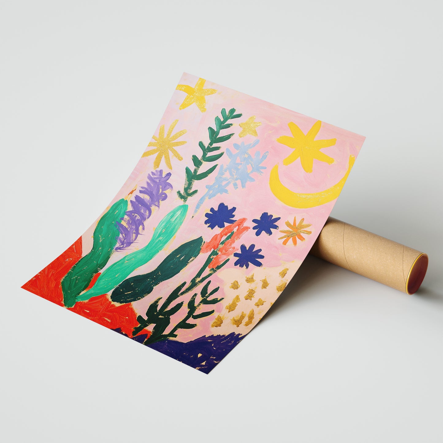 Celestial Garden - Whimsical Post-Impressionist Floral Print