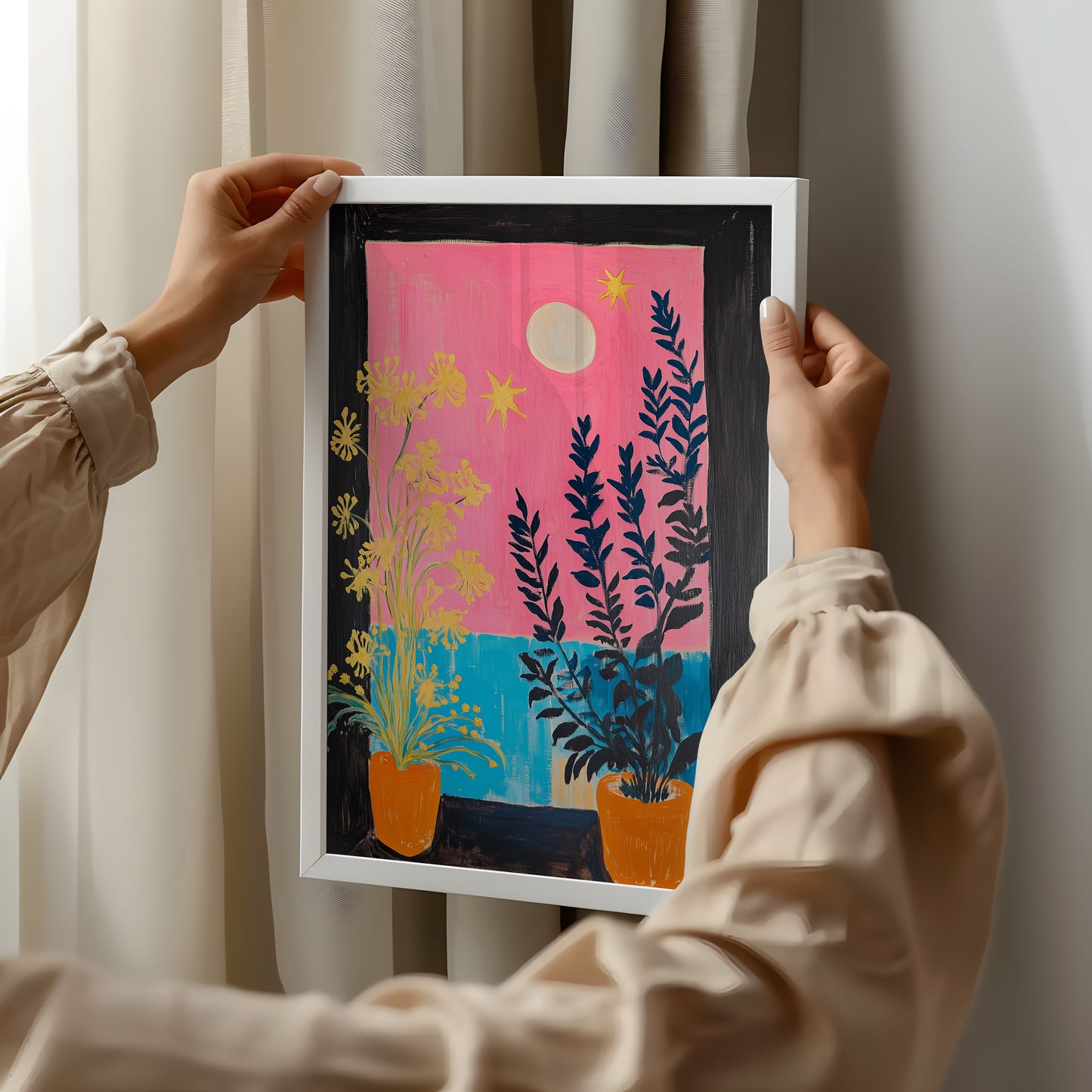 Moonlit Balcony - Post-Impressionist Still Life Poster