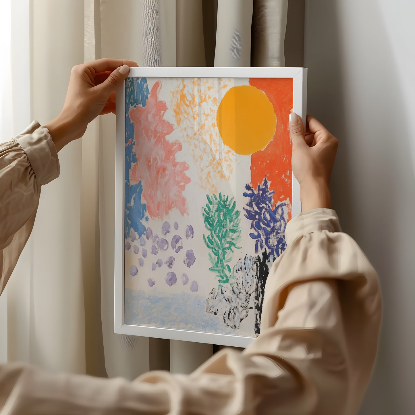Sunburst Abstract - Post-Impressionist Horizon Poster