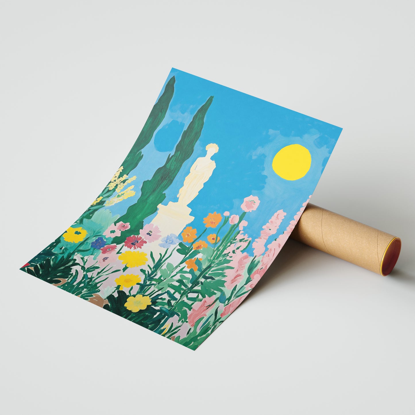 The Sunlit Statue - Post-Impressionist Garden Poster