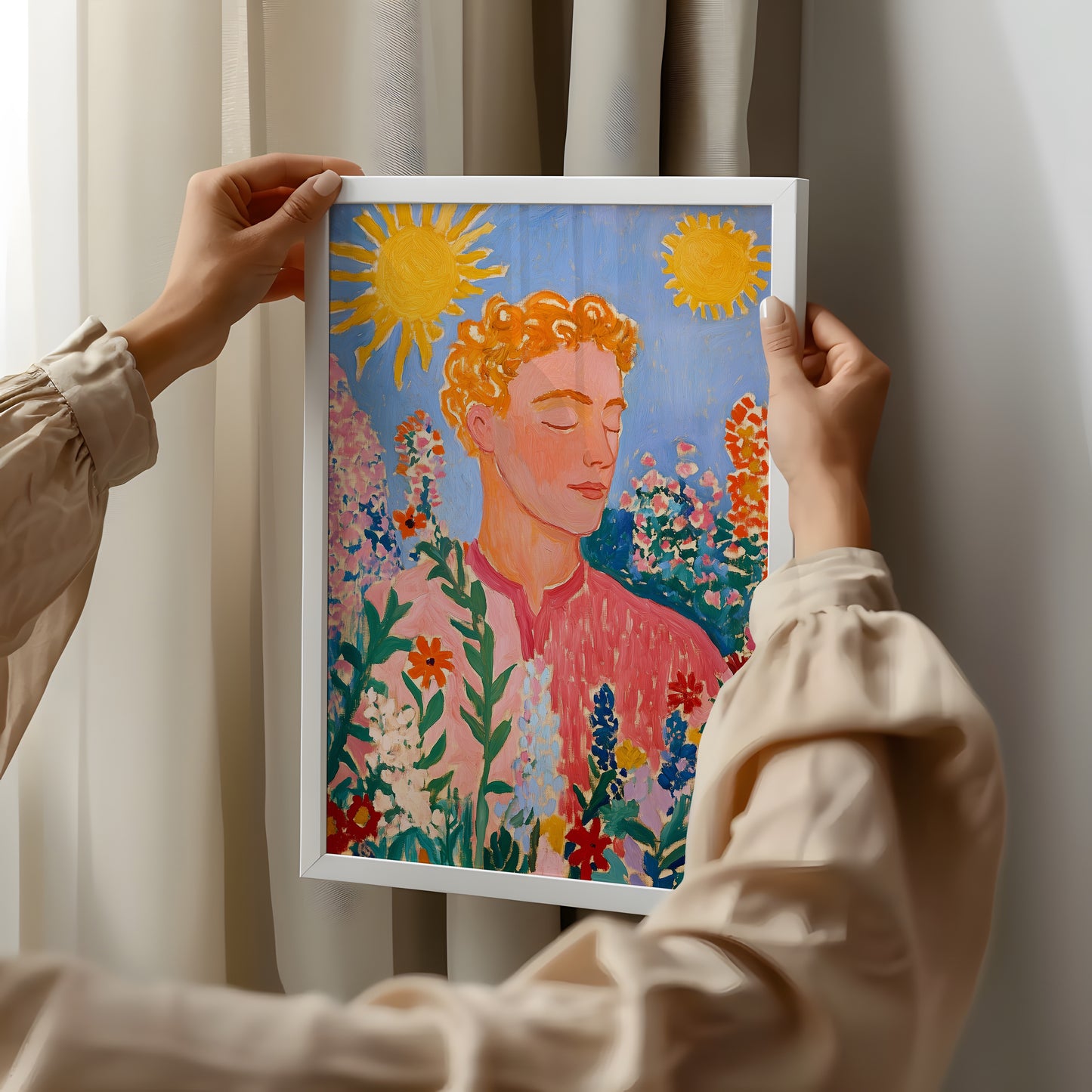 Twin Suns Serenity - Post-Impressionist Portrait Poster