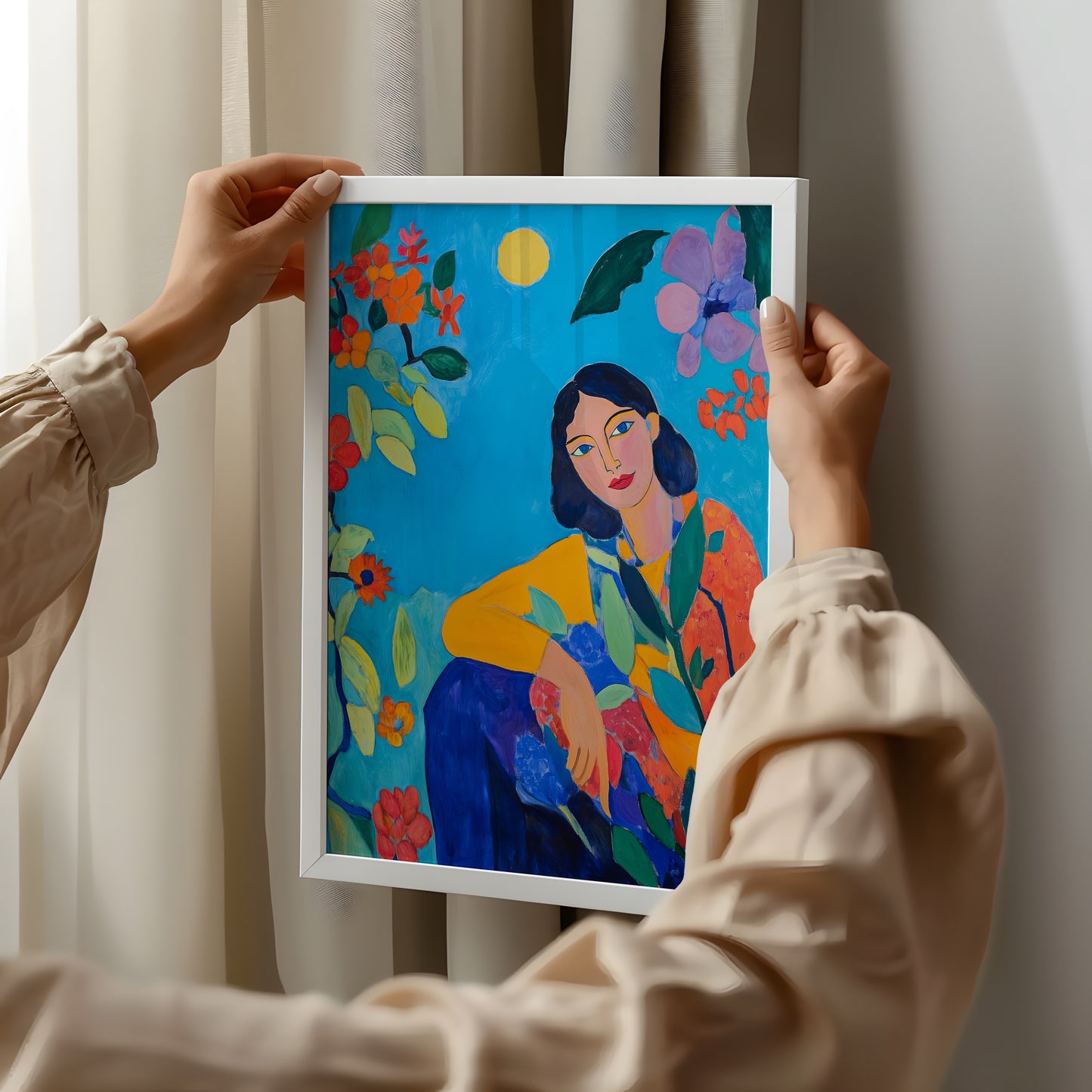 The Woman in the Garden - Post-Impressionist Floral Portrait