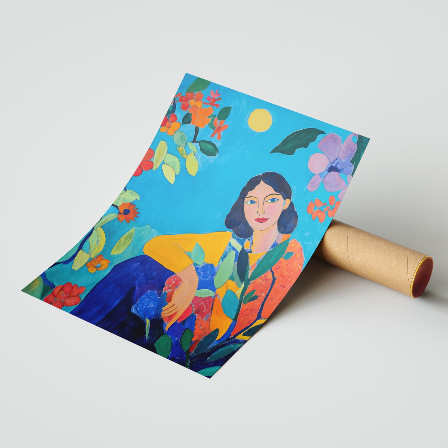 The Woman in the Garden - Post-Impressionist Floral Portrait