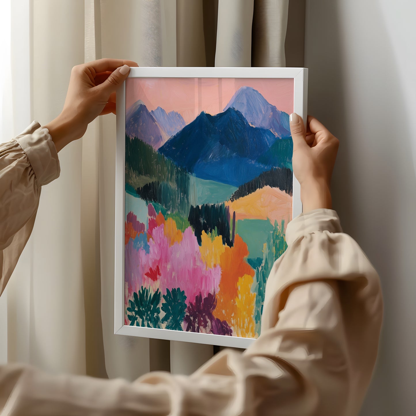 Alpine Glow - Abstract Mountain Landscape Poster