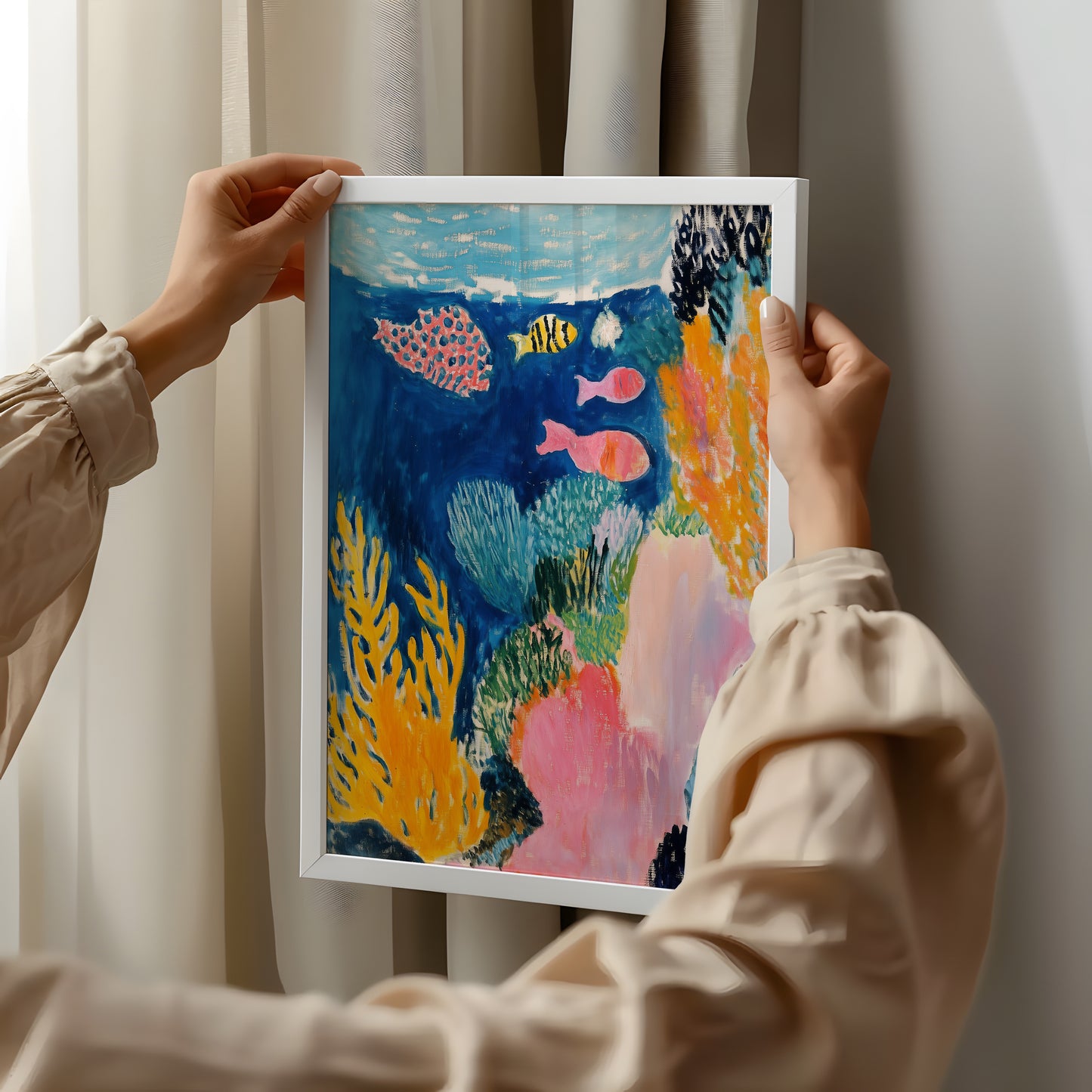 Colorful Depths - Post-Impressionist Coral Reef Poster