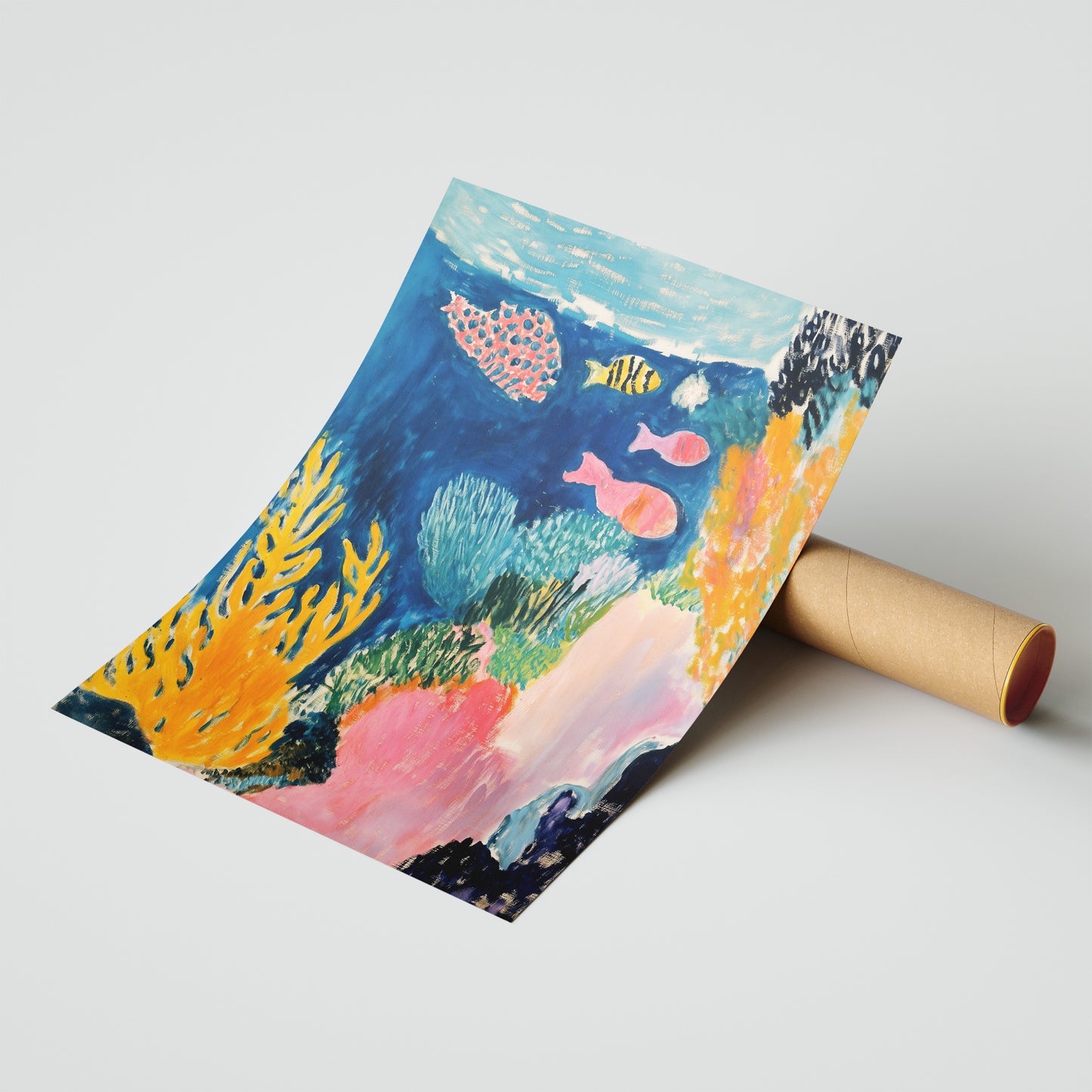 Colorful Depths - Post-Impressionist Coral Reef Poster