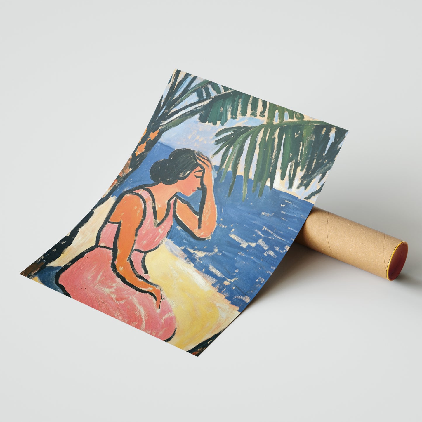 Shoreline Contemplation - Post-Impressionist Figure Poster