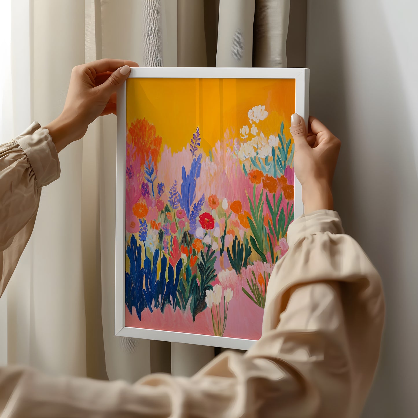 Golden Hour Meadow - Post-Impressionist Floral Landscape