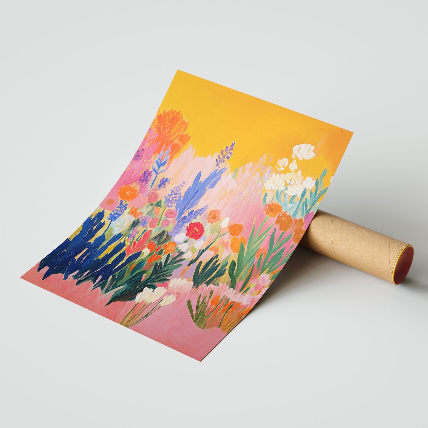 Golden Hour Meadow - Post-Impressionist Floral Landscape