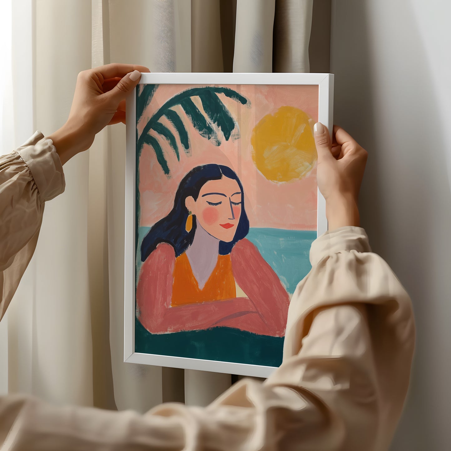 Seaside Reverie - Post-Impressionist Portrait Poster