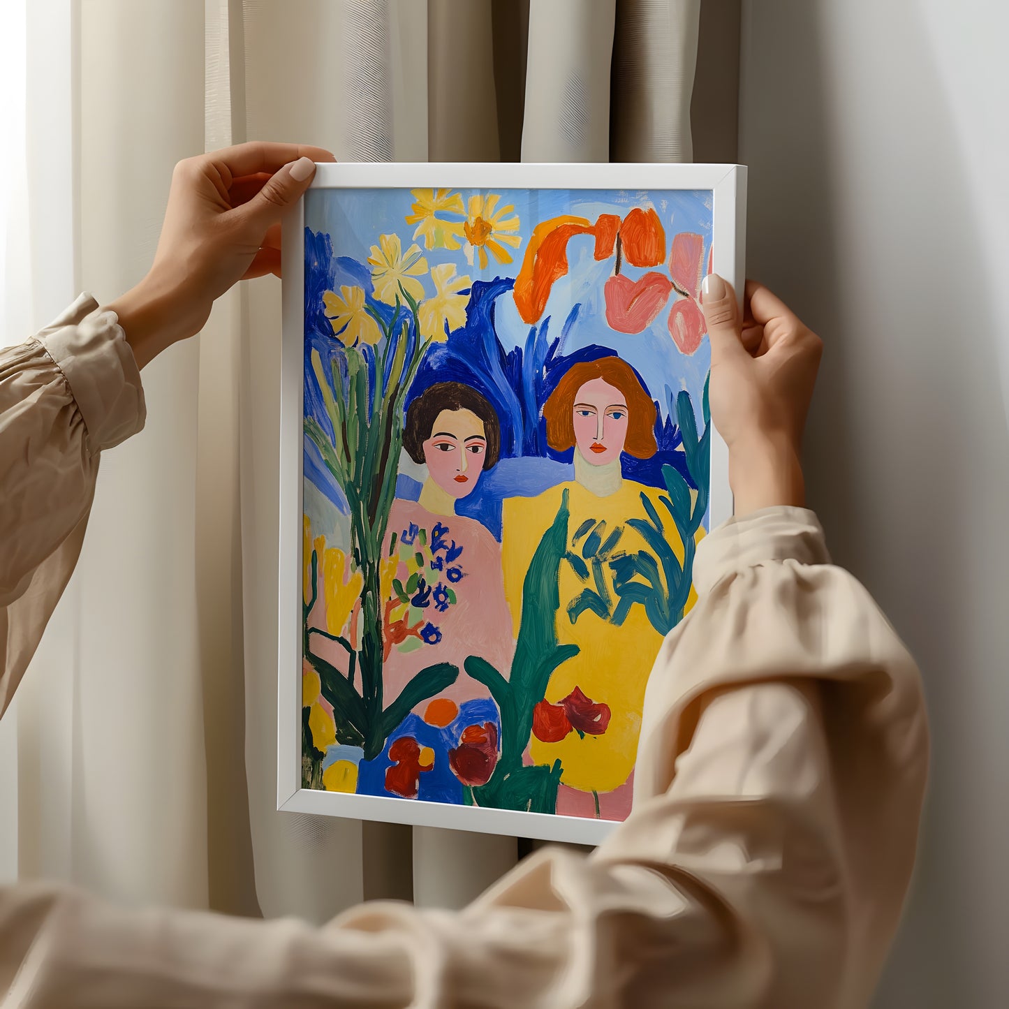 Garden Whispers - Post-Impressionist Figures in Bloom Poster