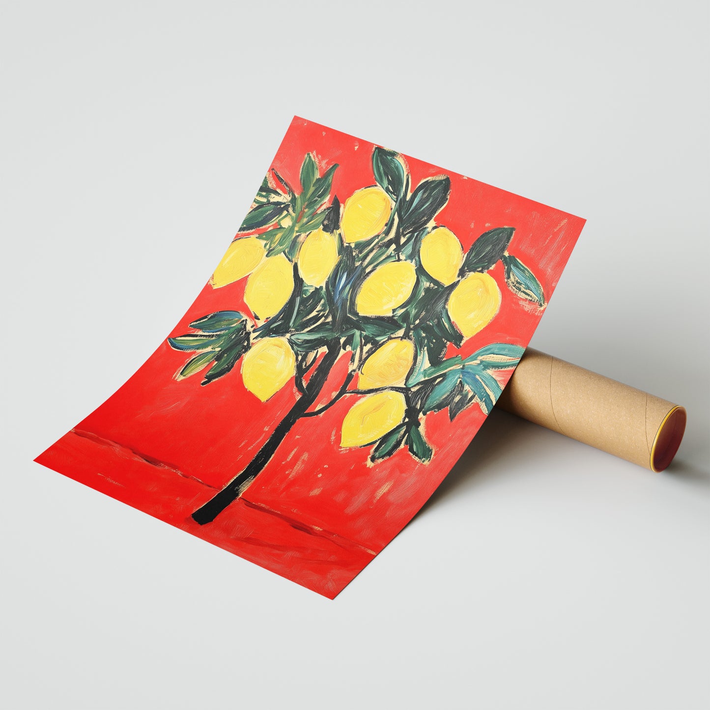 Citrus Radiance: Lemon Tree Expressionist Poster