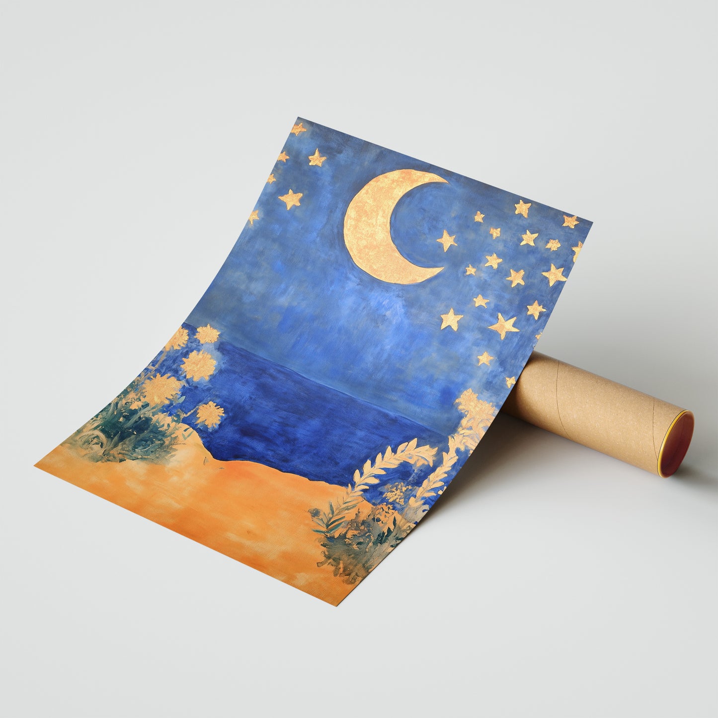 Moonlit Flora: Golden Night Fantasy