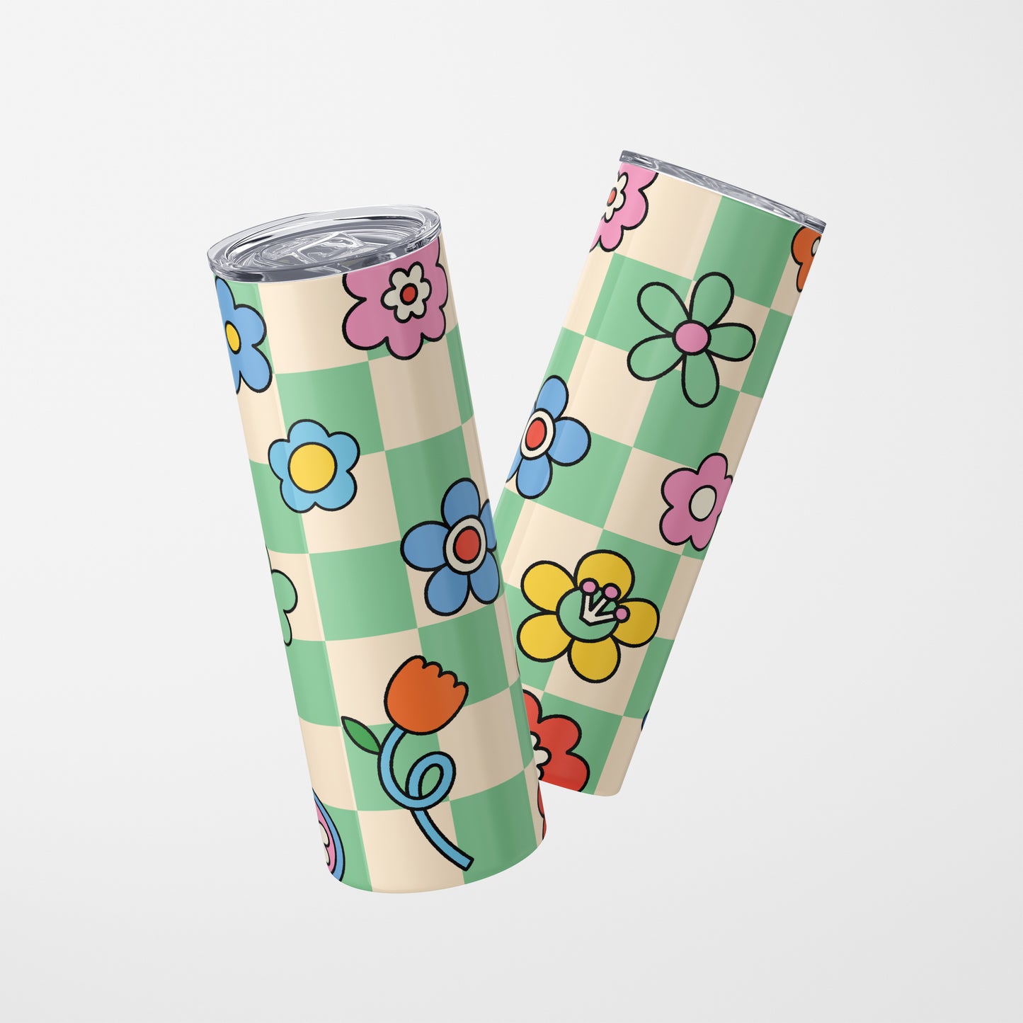 Stainless Steel Tumbler - Floral & Smiley Designs