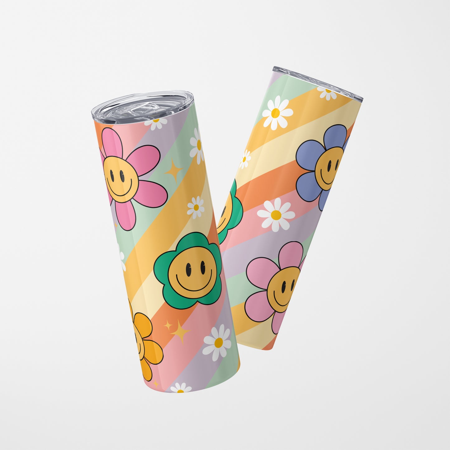 Stainless Steel Tumbler - Floral & Smiley Designs
