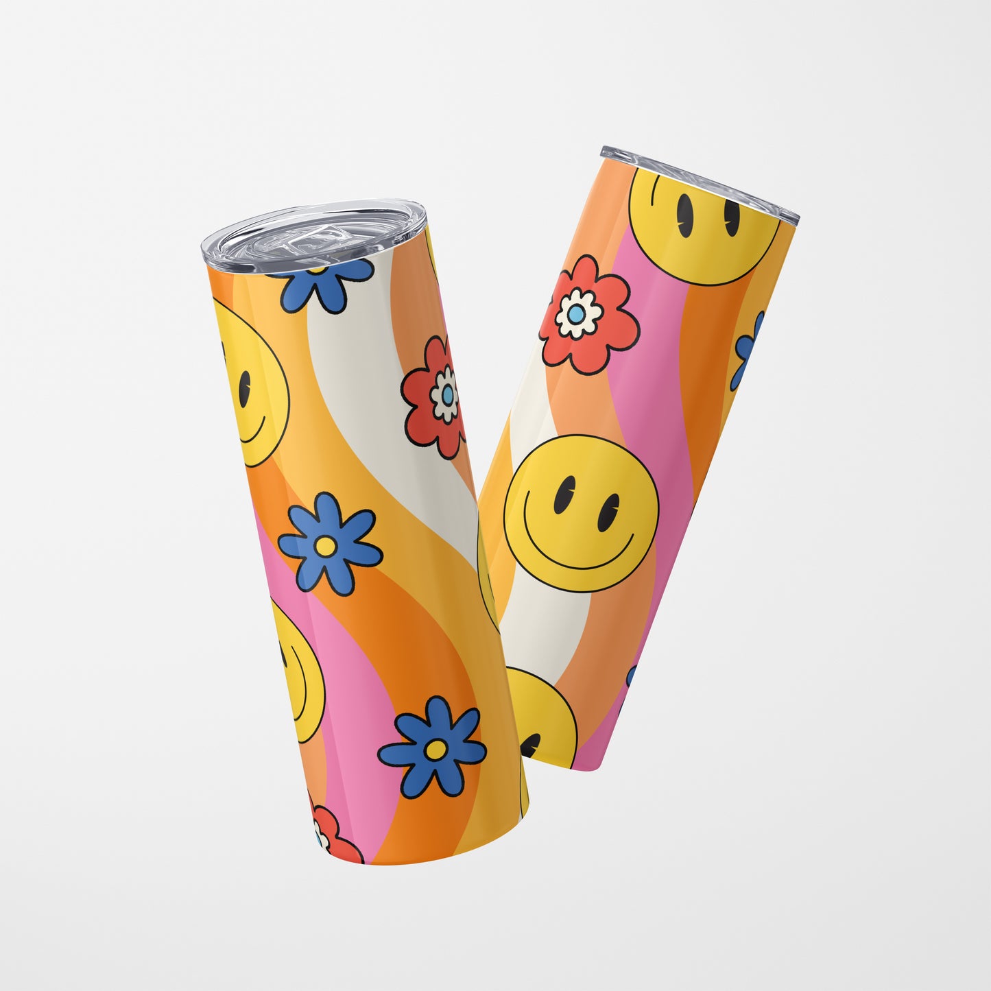 Stainless Steel Tumbler - Floral & Smiley Designs