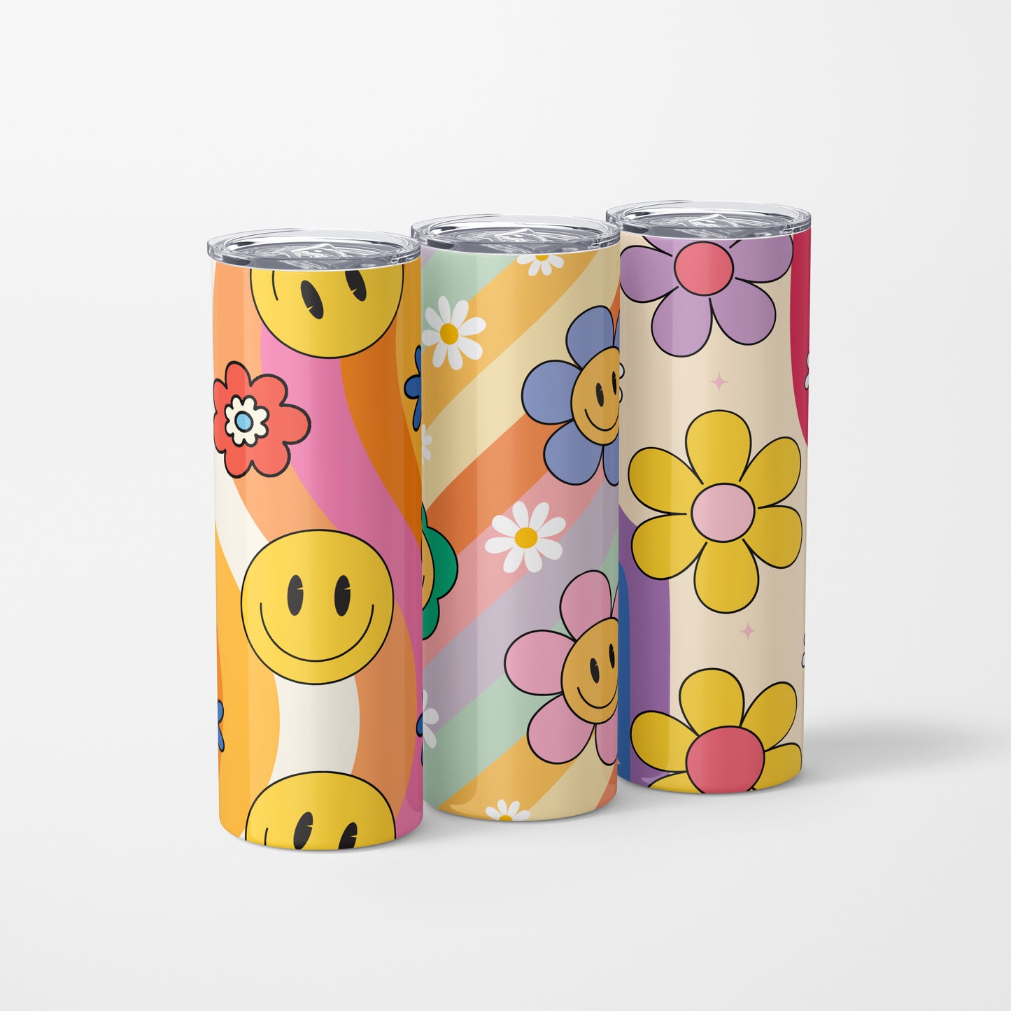 Stainless Steel Tumbler - Floral & Smiley Designs