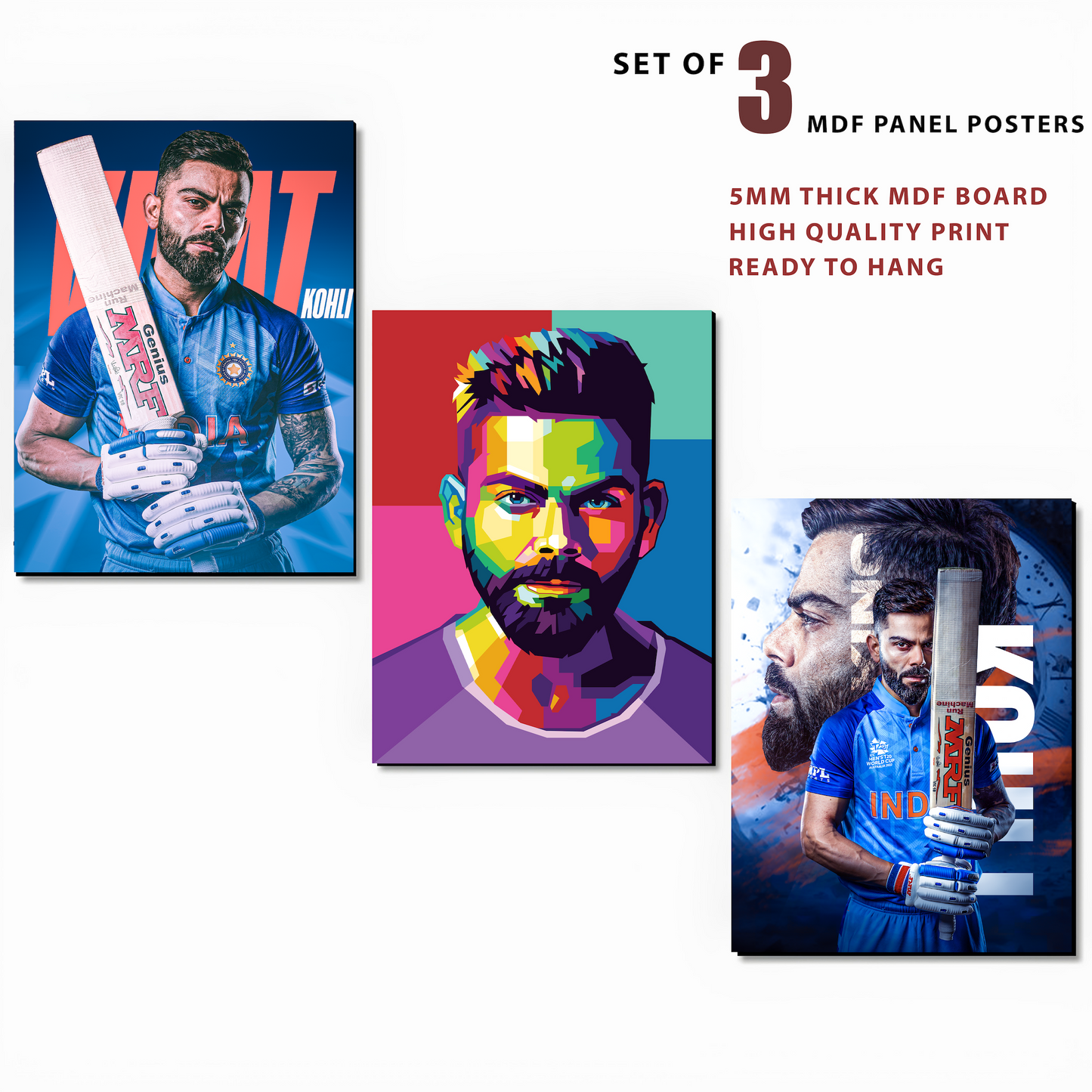 King Kohli Wall (Set of 3 Posters)
