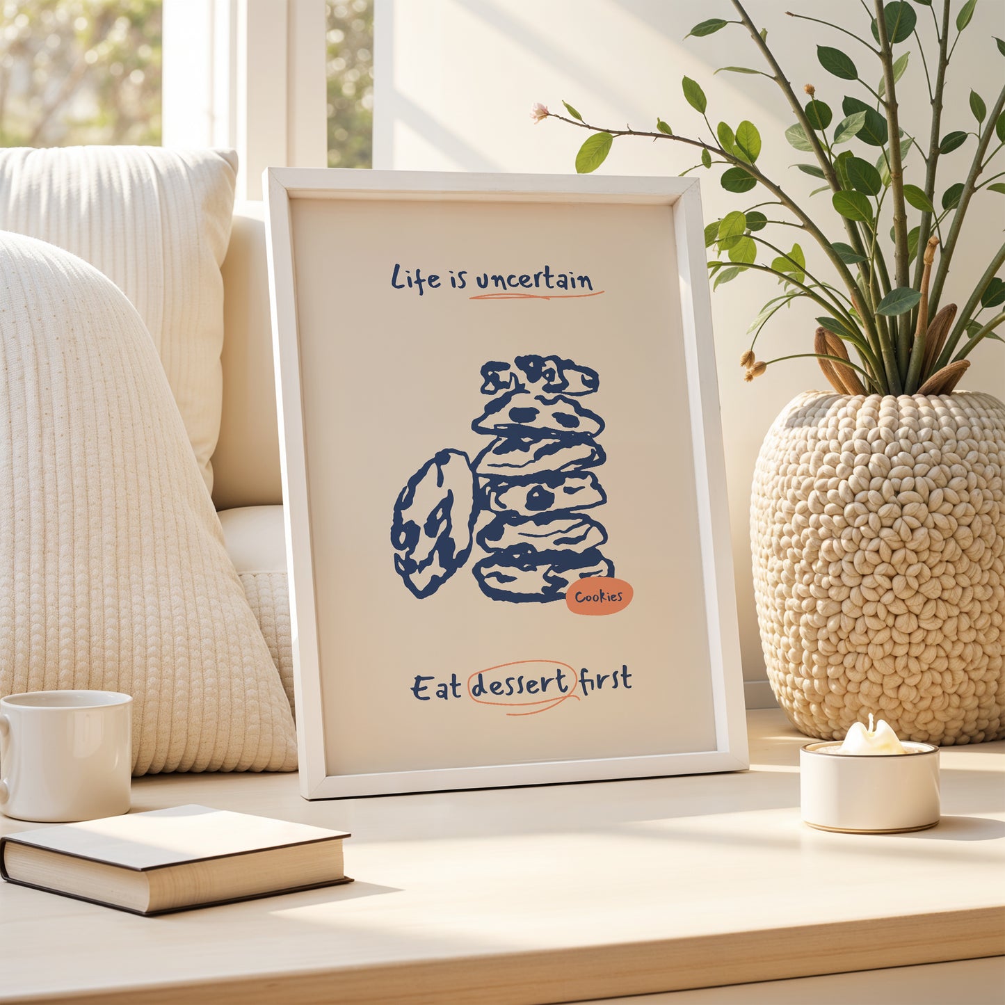 "Eat Dessert First" - Quirky Cookie Art Print
