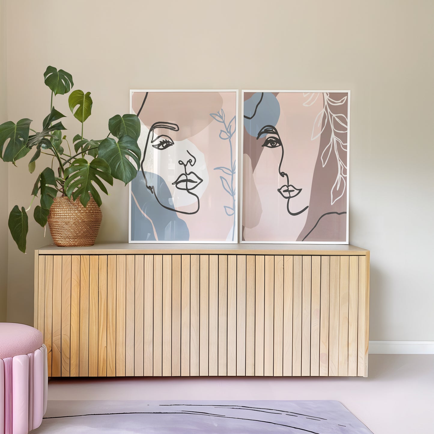 Modern Feminine Portraits – Vogue Line Art Combo (Set of 2)