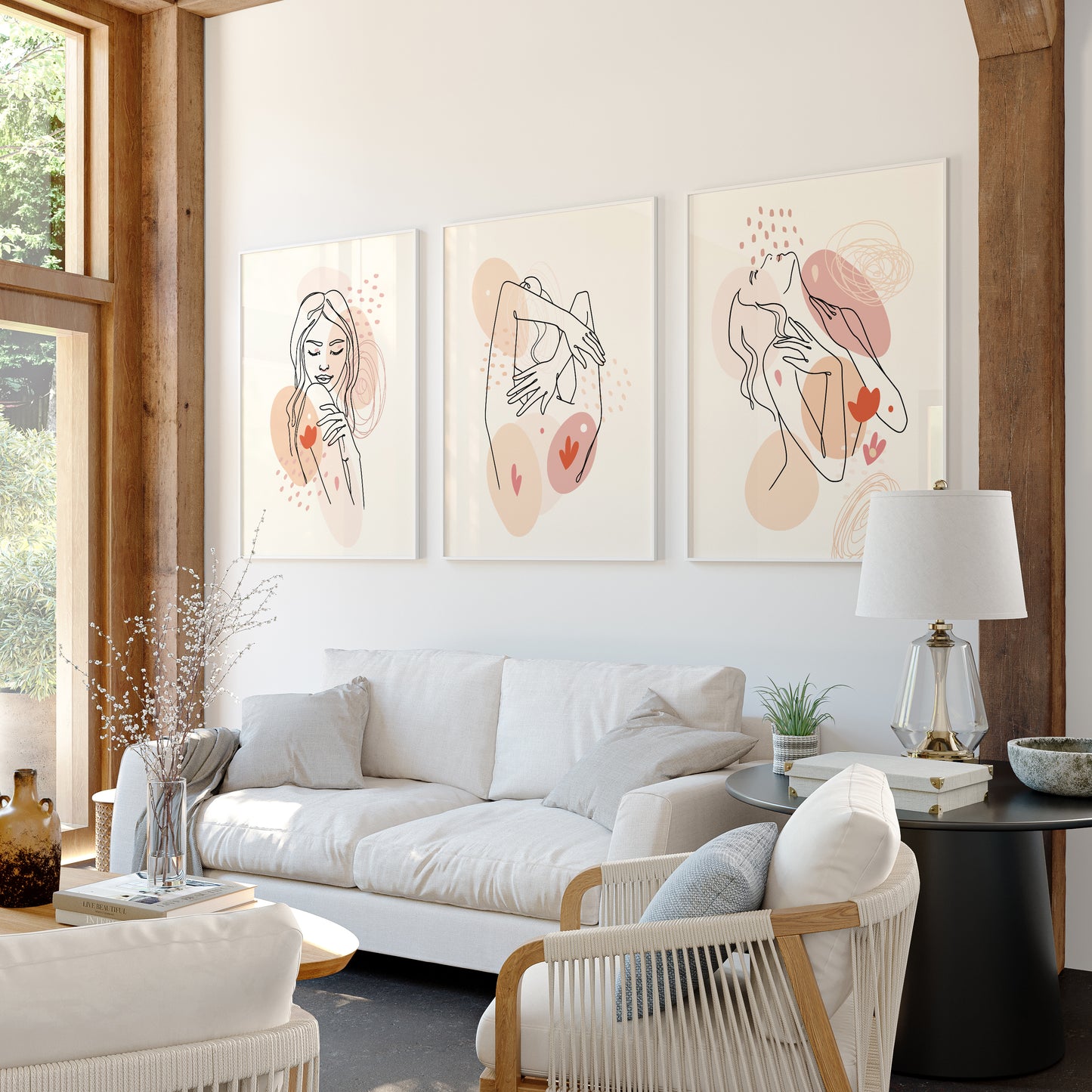 Contemporary Abstract Feminine Line Art Trio – Wall Art Set