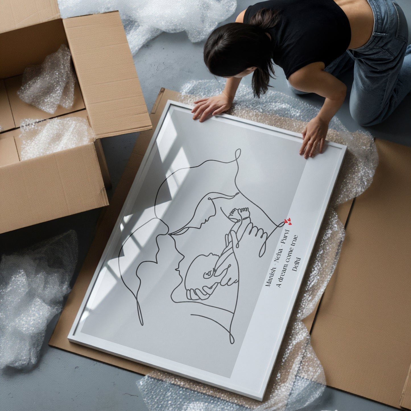 Personalized Family Keepsake: Custom Line Art Newborn Poster