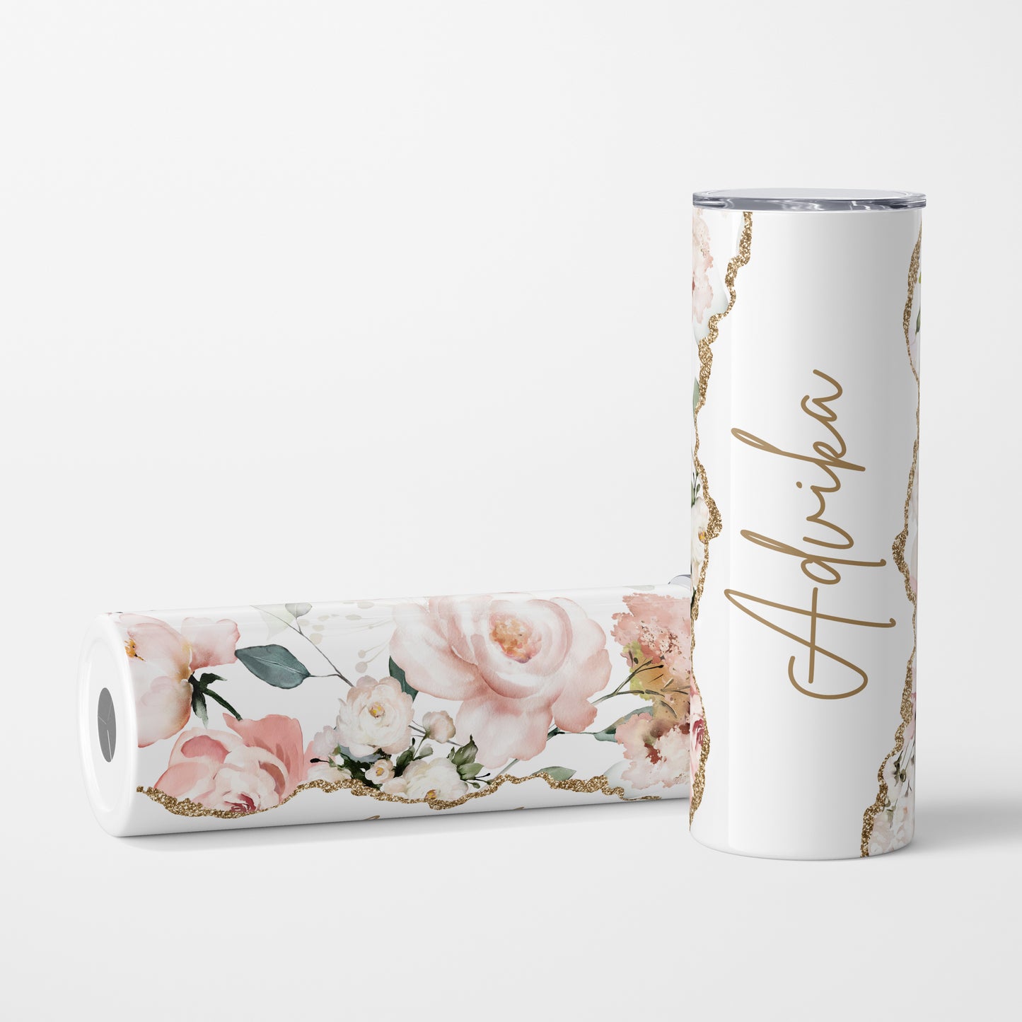 CLINK - Personalized 600 ml Stainless Steel Tumbler with Floral Design
