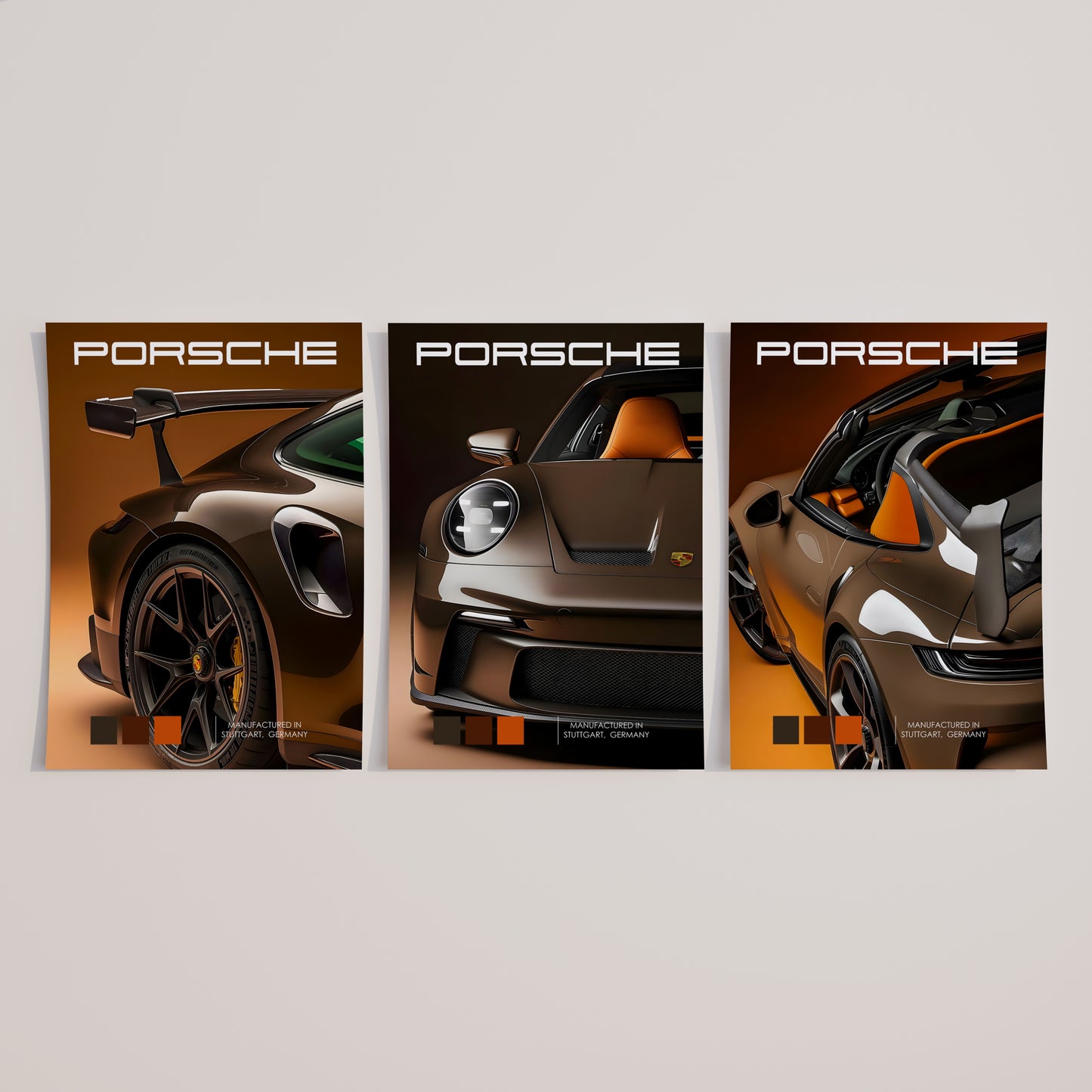 Porsche Passion: Luxury Automotive Poster Combo (Set of 3)
