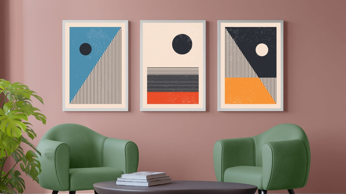 Geometric Design Abstract Wall Art (Set of 3)