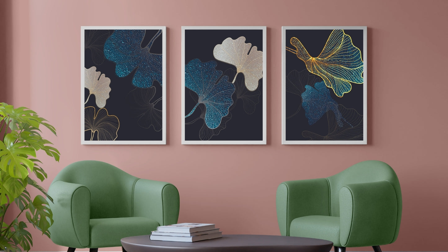Tropical Leaves Wall Art Design (Set of 3)