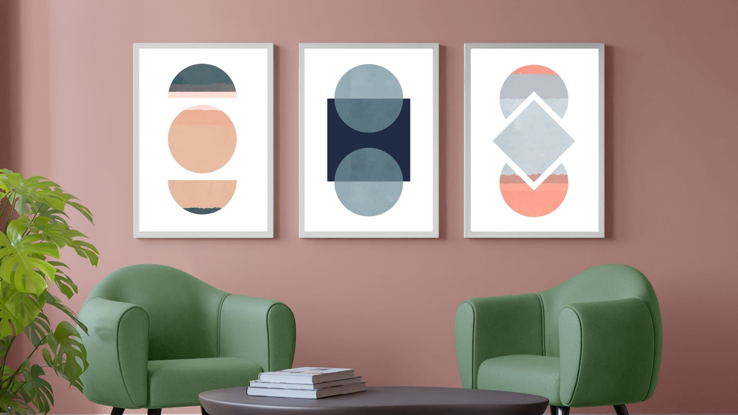Abstract Minimalist Hand Drawn Contemporary Posters (Set of 3)