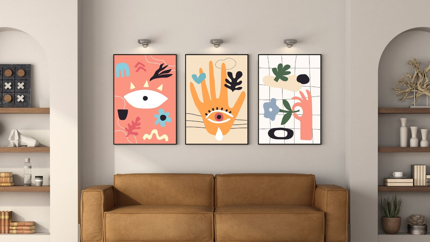 Modern Colourful Abstract Wall Art (Set of 3)