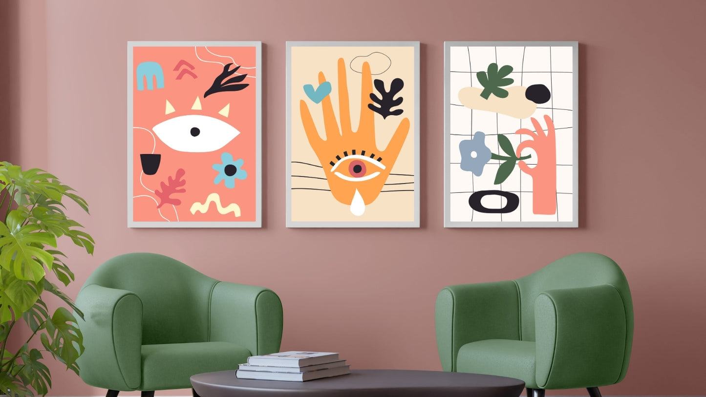 Modern Colourful Abstract Wall Art (Set of 3)